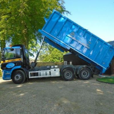 Pearsons of Duns liveried lorry delivering Bulk Blown Wood Pellets