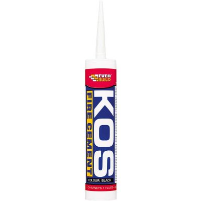 Cartridge of black KOS Fire Cement with nozzle