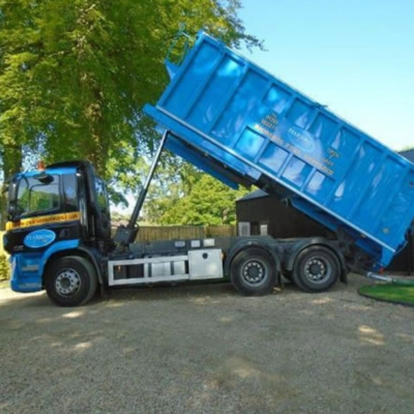 Lorry delivering blown biomass wood pellets